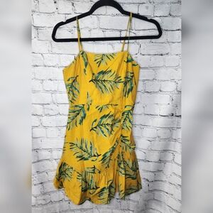 Lulu's Feeling Sunny Tropical‎ Floral Yellow Hawaiian Mini Dress Size XS